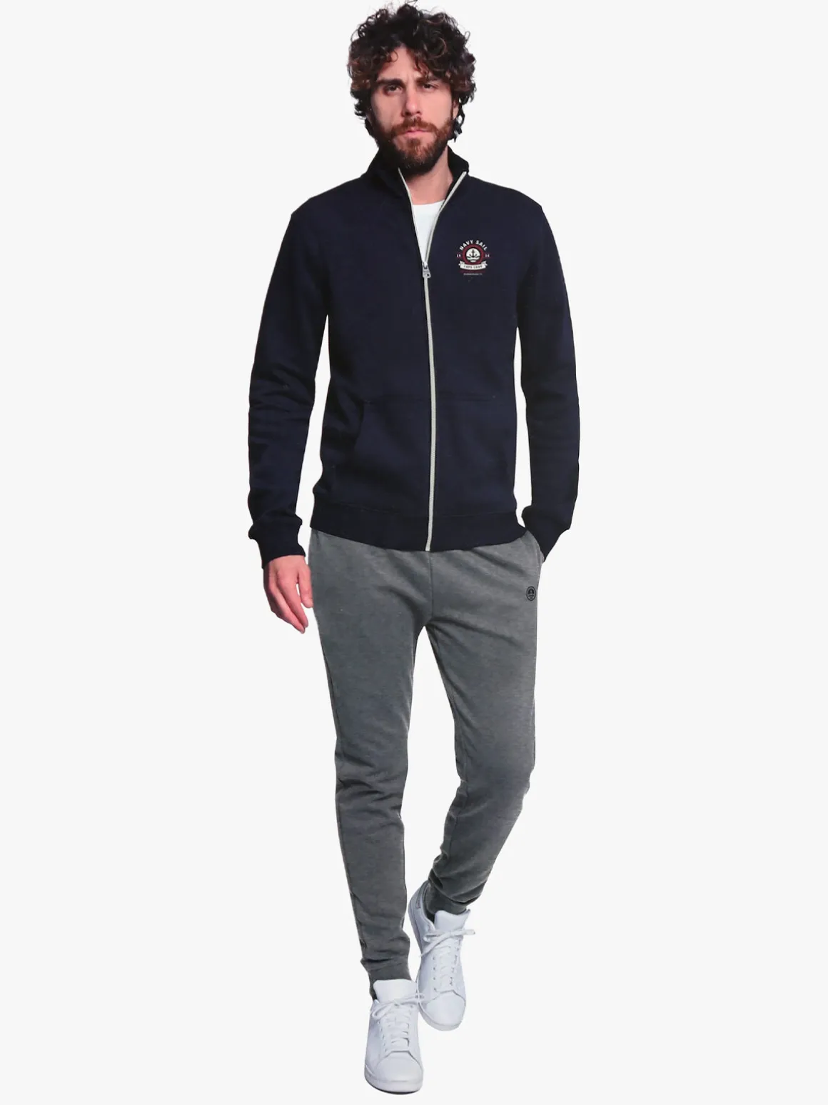 Navy Sail Completo tuta da uomo full zip con interno felpato - bluette