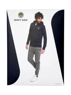 Navy Sail Completo tuta da uomo felpata con cappuccio e zip intera - verde