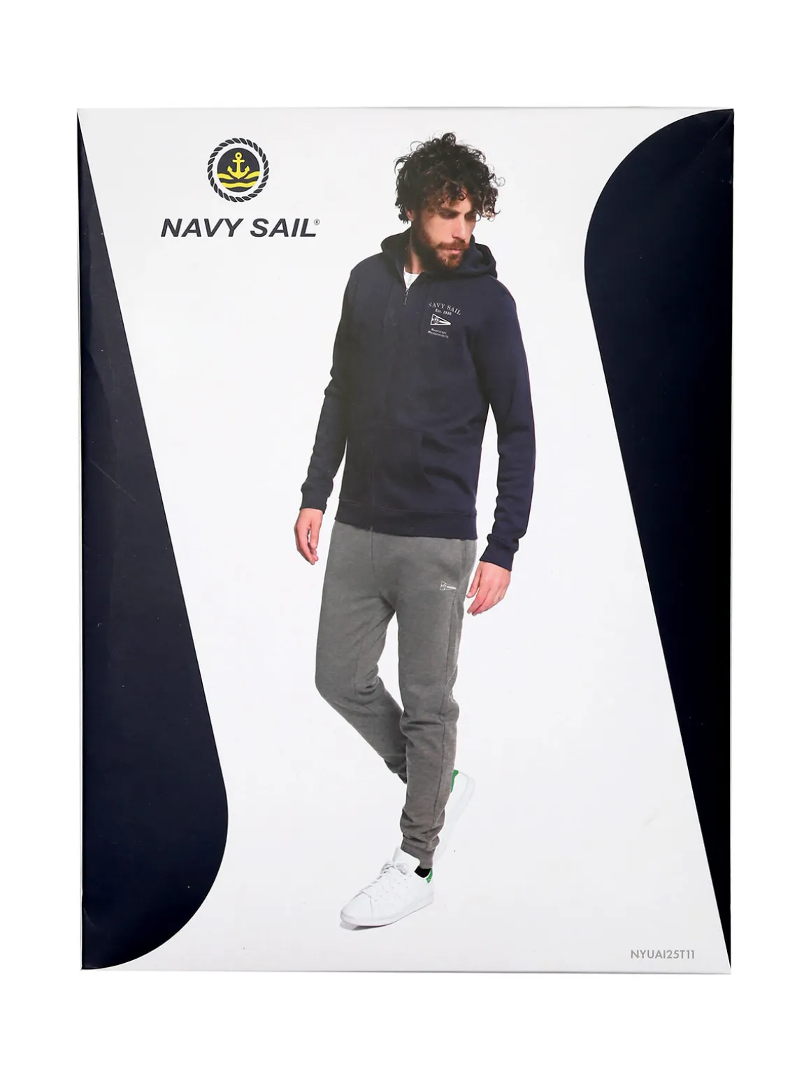 Navy Sail Completo tuta da uomo felpata con cappuccio e zip intera - verde