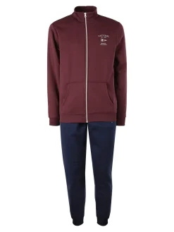 Navy Sail Completo tuta da uomo felpata full zip - bordeaux