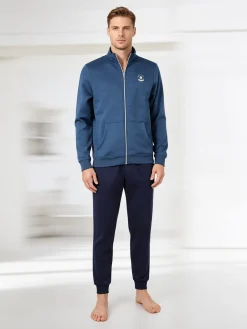 Navy Sail Completo tuta da uomo felpata con zip intera - avion