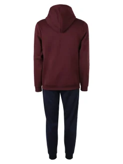 Navy Sail Completo tuta felpata da uomo con cappuccio - bordeaux