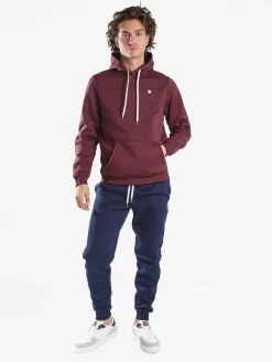 Navy Sail Completo tuta felpata da uomo con cappuccio - bordeaux