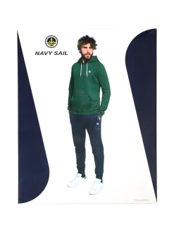 Navy Sail Completo tuta felpata da uomo con cappuccio - verde