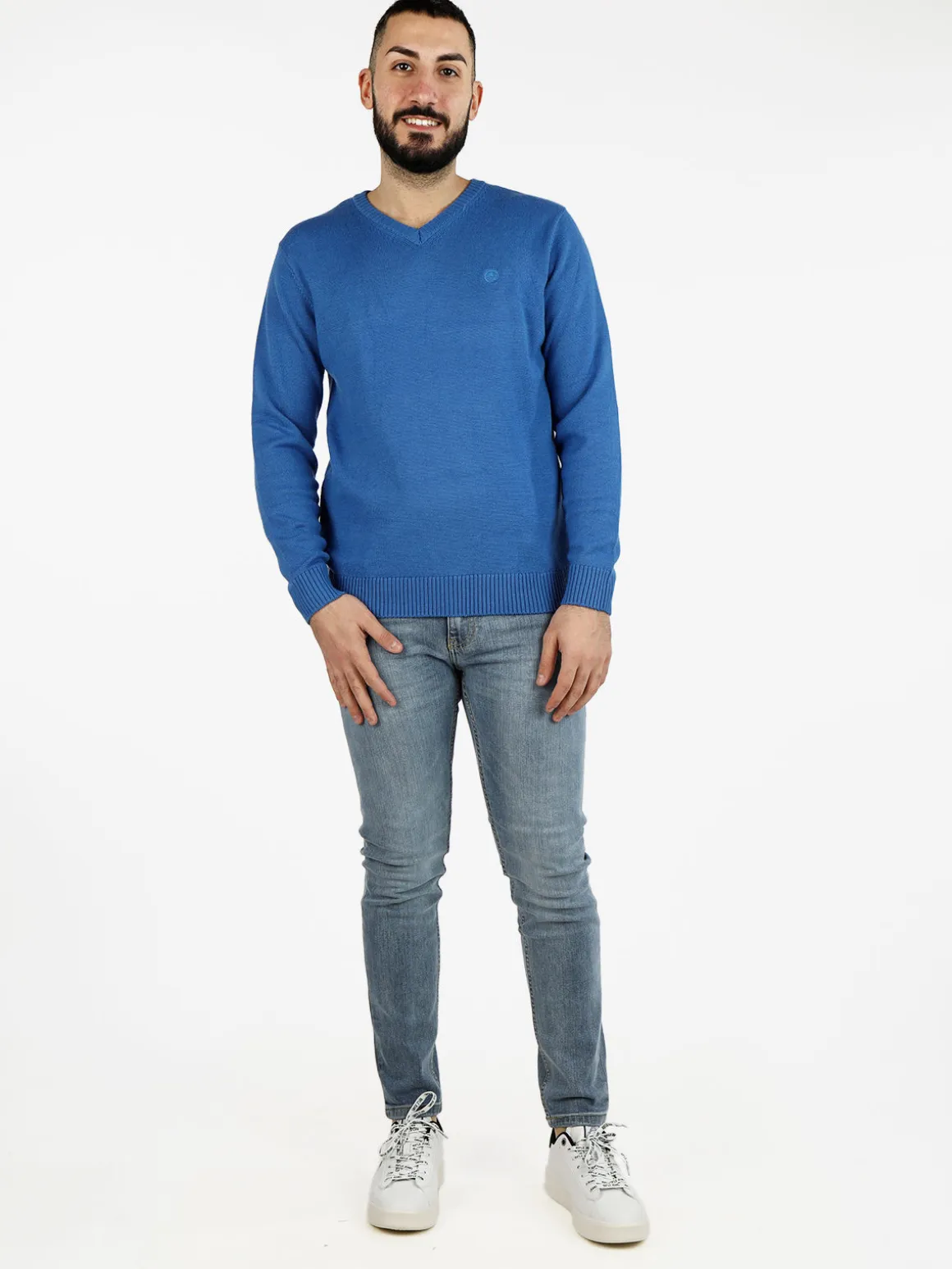 Navy Sail Maglione da uomo misto lana con scollo V