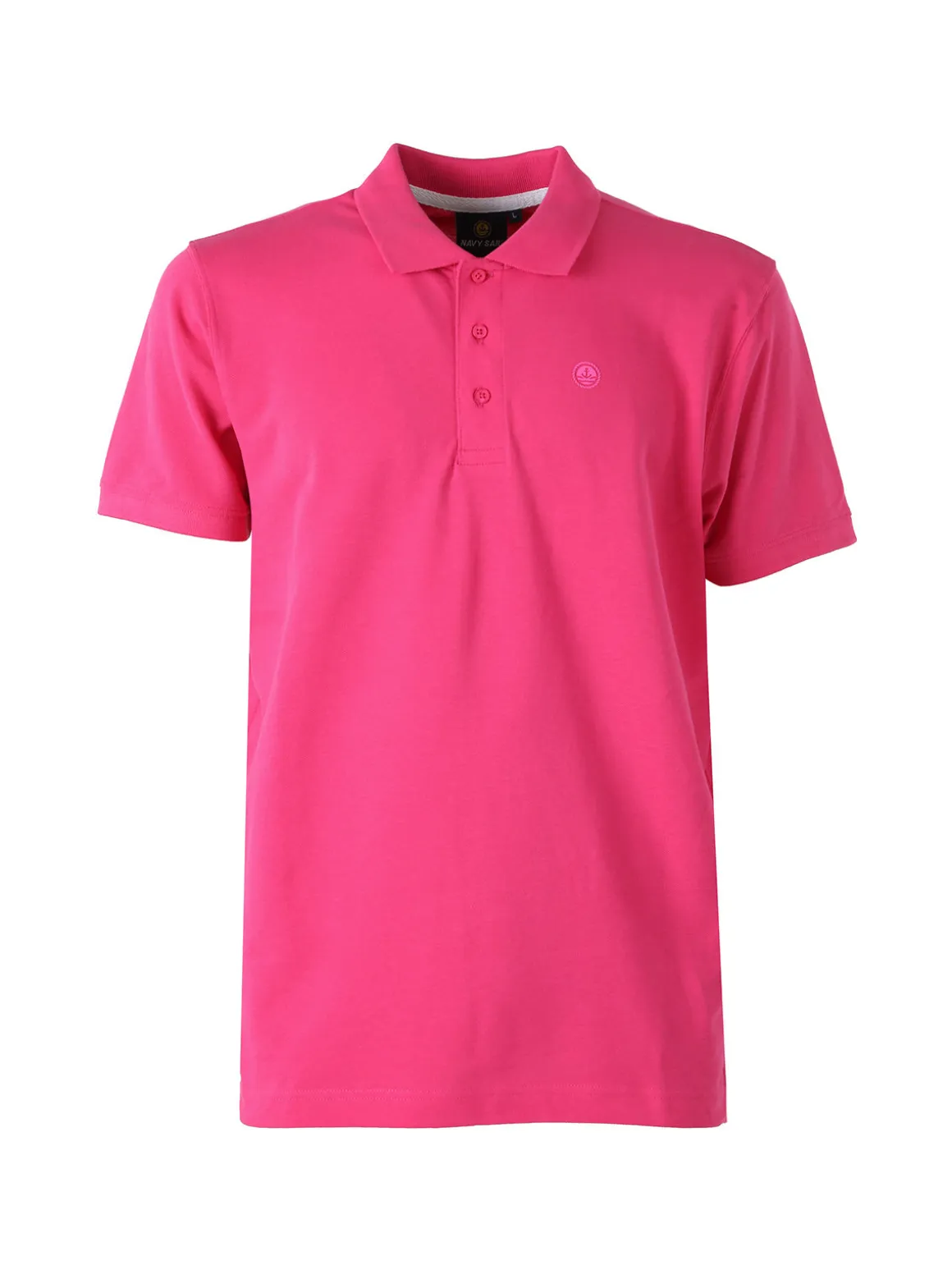 Navy Sail Polo da uomo in cotone a maniche corte - fucsia