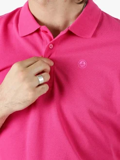 Navy Sail Polo da uomo in cotone a maniche corte - fucsia