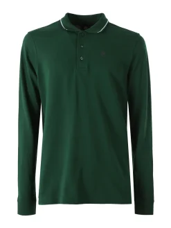 Navy Sail Polo da uomo in cotone a maniche lunghe - verde
