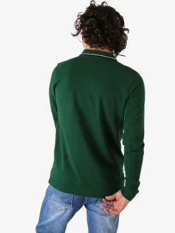 Navy Sail Polo da uomo in cotone a maniche lunghe - verde