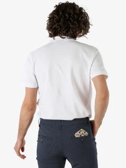 Navy Sail Polo da uomo in cotone a maniche corte - bianco
