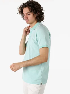 Navy Sail Polo da uomo in cotone a maniche corte con logo - acqua marina