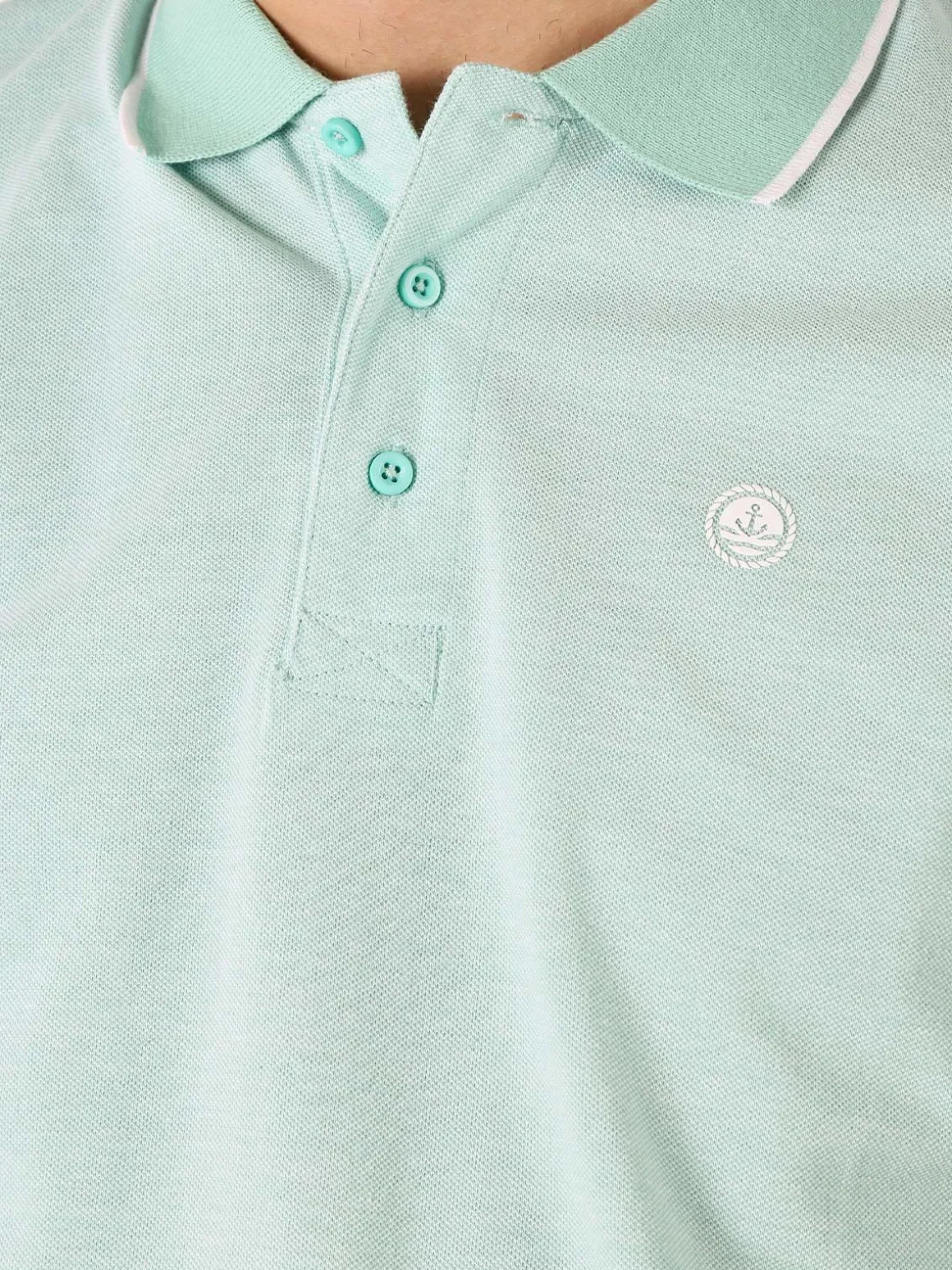 Navy Sail Polo da uomo in cotone a maniche corte con logo - acqua marina