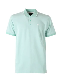 Navy Sail Polo da uomo in cotone a maniche corte con logo - acqua marina
