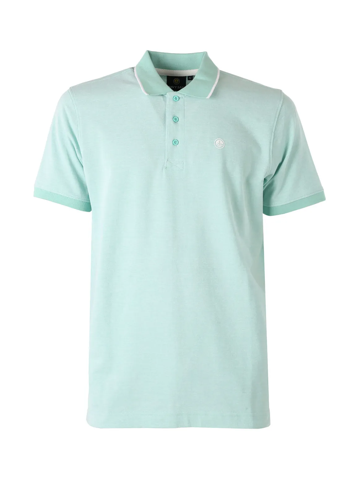 Navy Sail Polo da uomo in cotone a maniche corte con logo - acqua marina