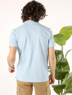 Navy Sail Polo da uomo in cotone a maniche corte - azzurro