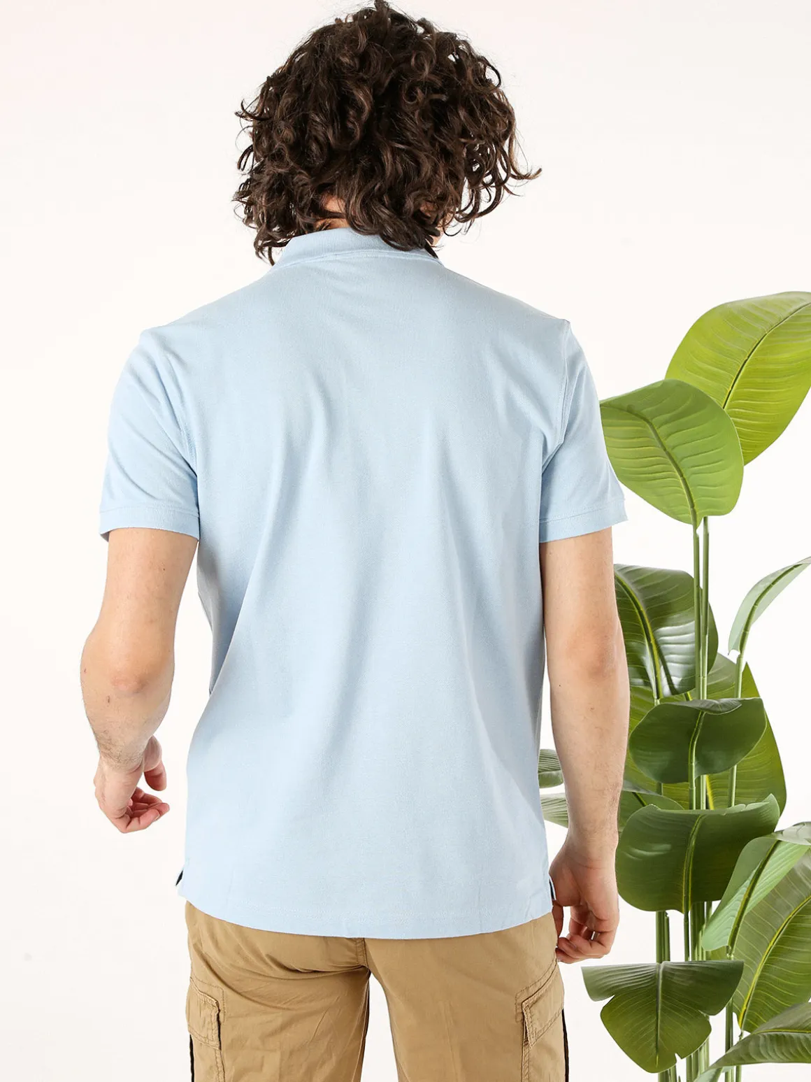 Navy Sail Polo da uomo in cotone a maniche corte - azzurro