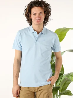 Navy Sail Polo da uomo in cotone a maniche corte - azzurro