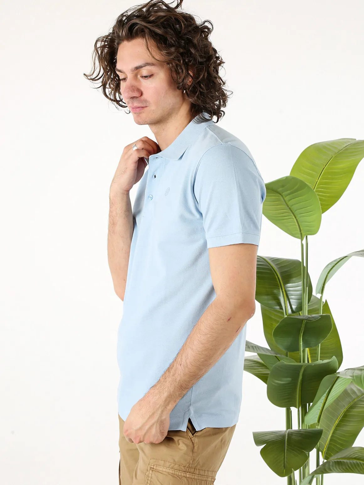 Navy Sail Polo da uomo in cotone a maniche corte - azzurro