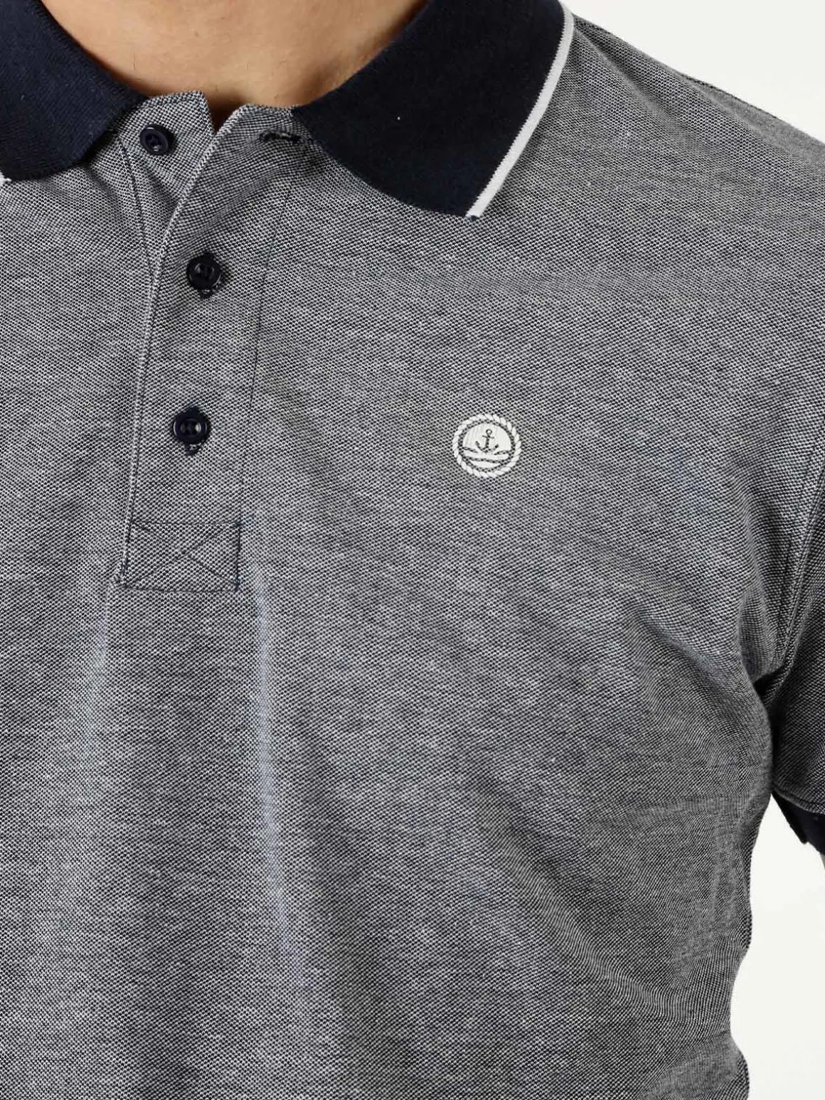 Navy Sail Polo da uomo in cotone a maniche corte con logo - blu scuro