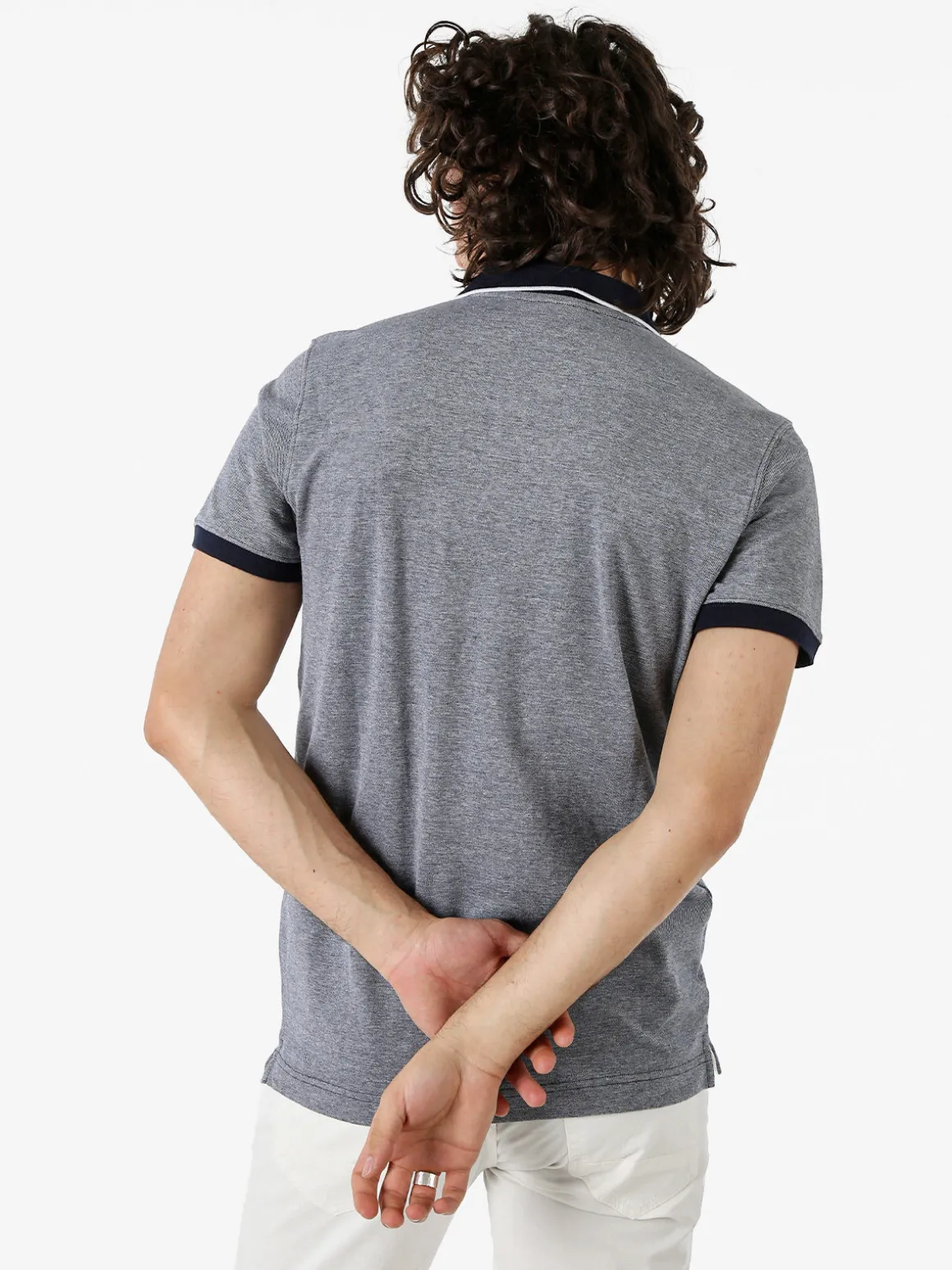 Navy Sail Polo da uomo in cotone a maniche corte con logo - blu scuro