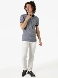 Navy Sail Polo da uomo in cotone a maniche corte con logo - blu scuro