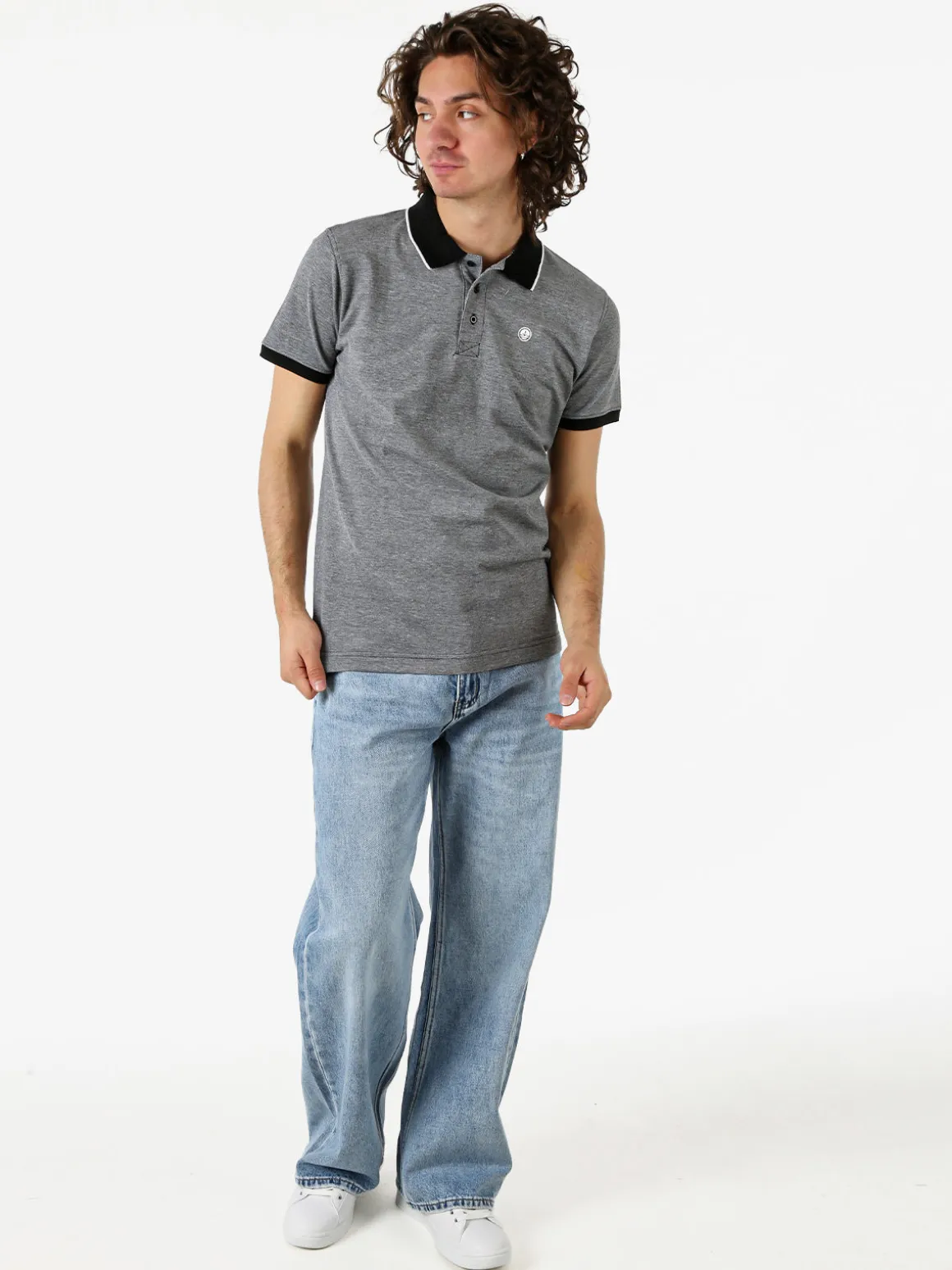 Navy Sail Polo da uomo in cotone a maniche corte con logo - nero