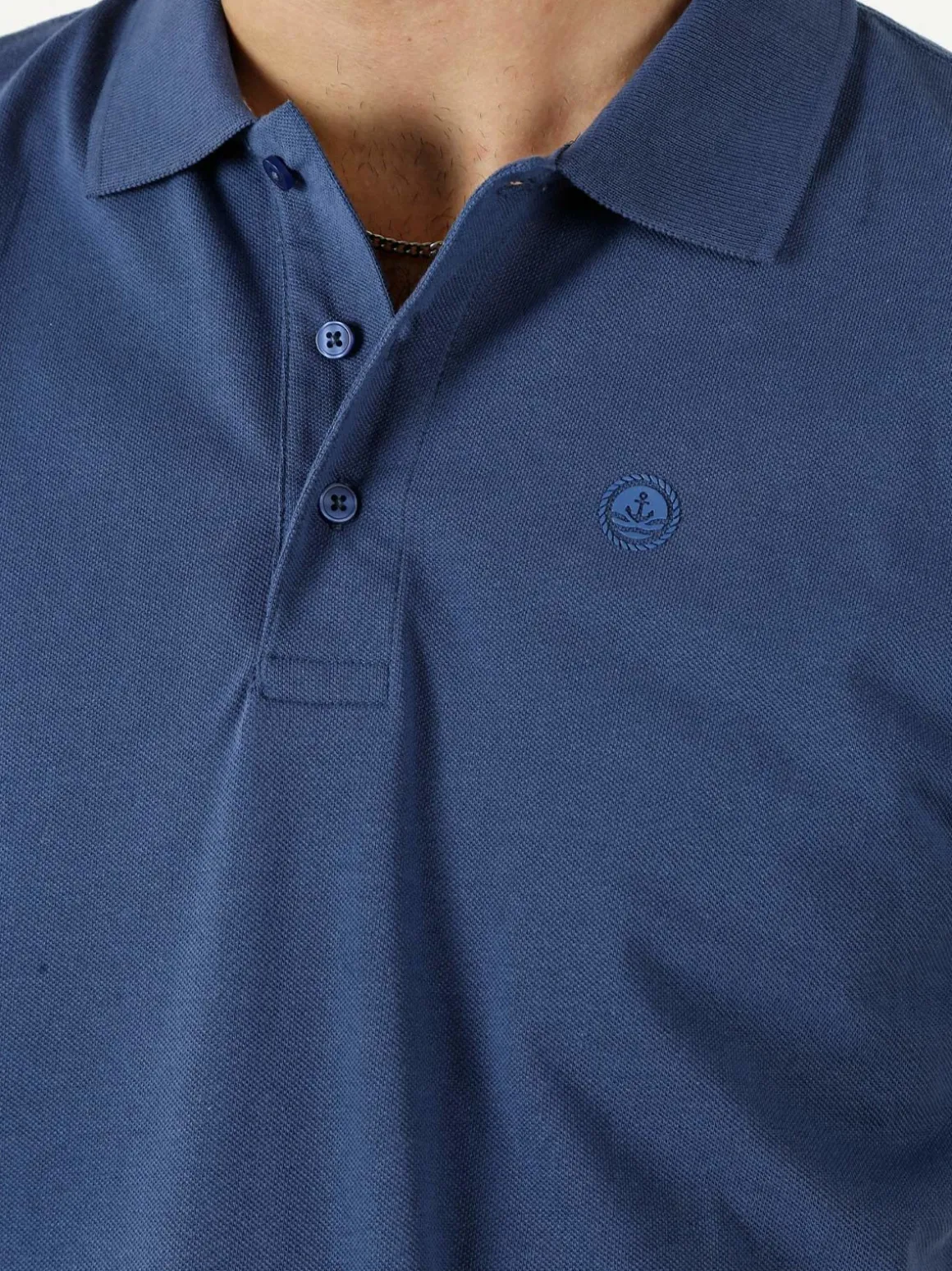 Navy Sail Polo da uomo in cotone a maniche corte - blu
