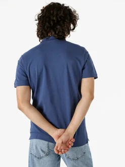 Navy Sail Polo da uomo in cotone a maniche corte - blu