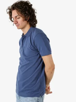 Navy Sail Polo da uomo in cotone a maniche corte - blu