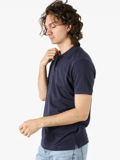 Navy Sail Polo da uomo in cotone a maniche corte - blu scuro