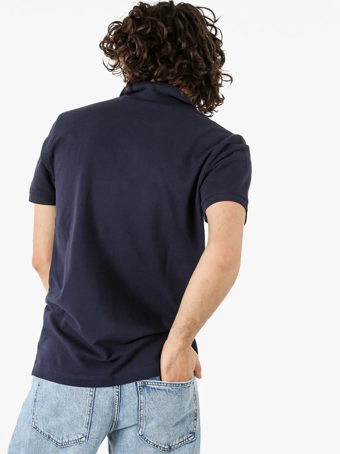 Navy Sail Polo da uomo in cotone a maniche corte - blu scuro