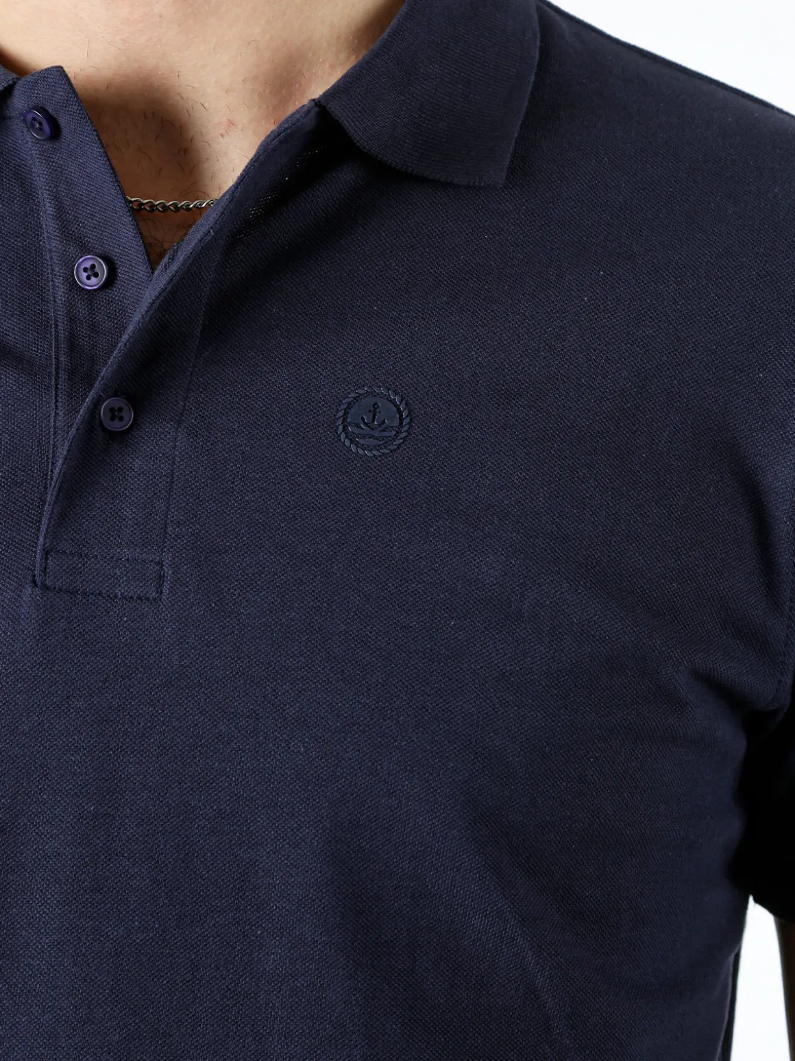 Navy Sail Polo da uomo in cotone a maniche corte - blu scuro