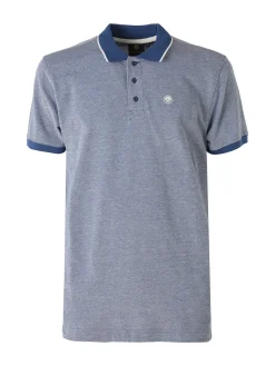 Navy Sail Polo da uomo in cotone a maniche corte con logo - blu