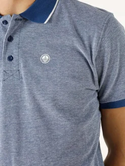 Navy Sail Polo da uomo in cotone a maniche corte con logo - blu