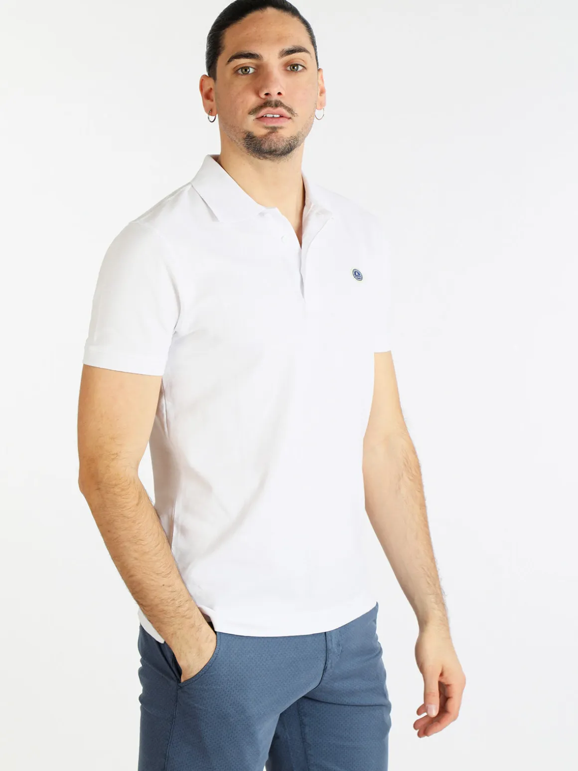 Navy Sail Polo in cotone manica corta uomo