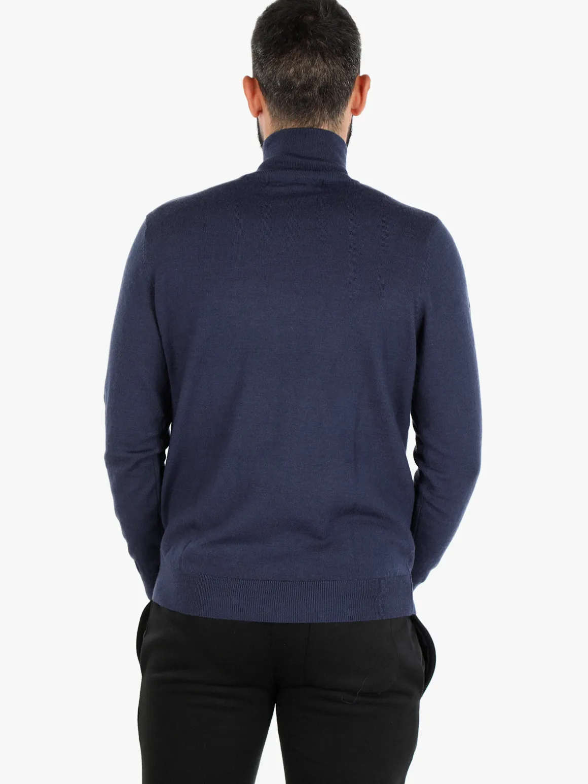 Navy Sail Pullover uomo mezza zip misto lana