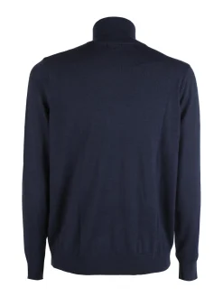 Navy Sail Pullover uomo mezza zip misto lana