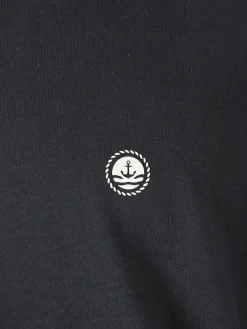 Navy Sail T-shirt da uomo a maniche lunghe in cotone - blu scuro