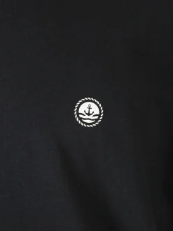 Navy Sail T-shirt da uomo a maniche lunghe in cotone - nero