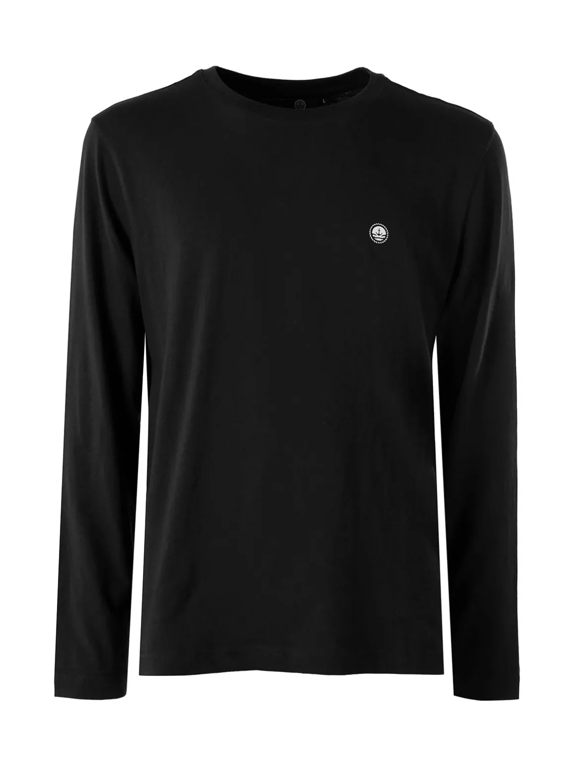 Navy Sail T-shirt da uomo a maniche lunghe in cotone - nero