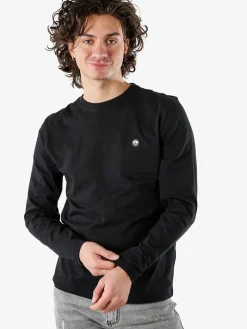 Navy Sail T-shirt da uomo a maniche lunghe in cotone - nero