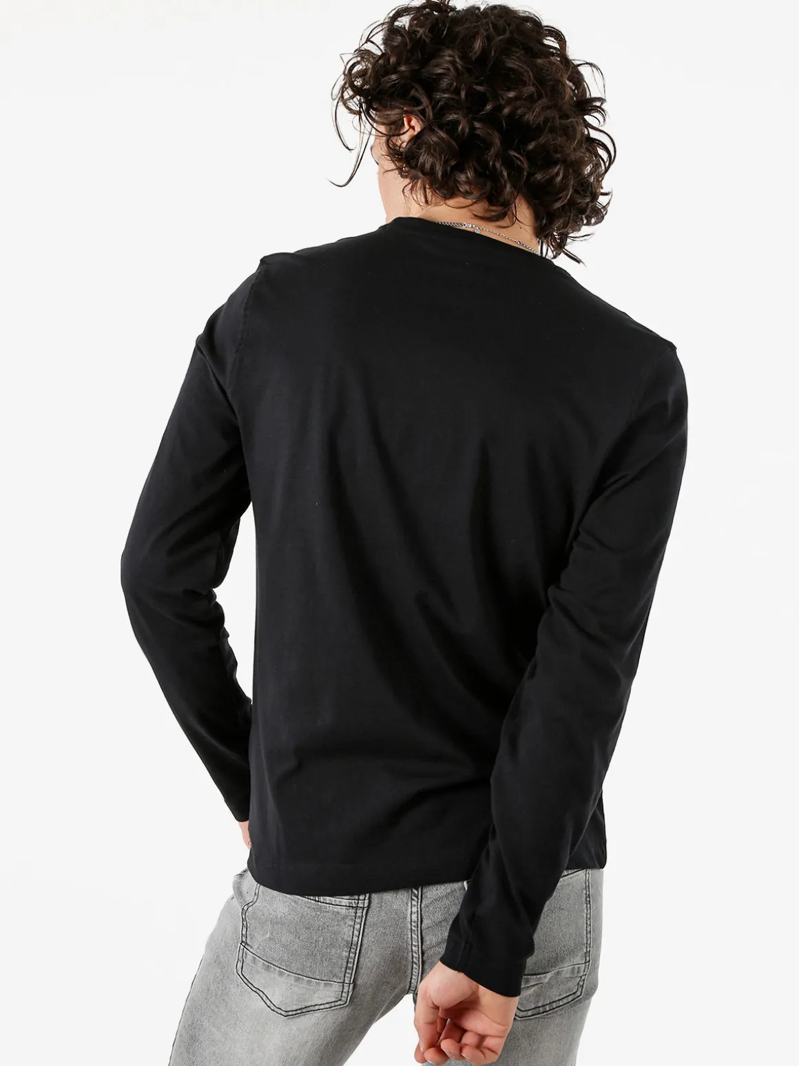 Navy Sail T-shirt da uomo a maniche lunghe in cotone - nero