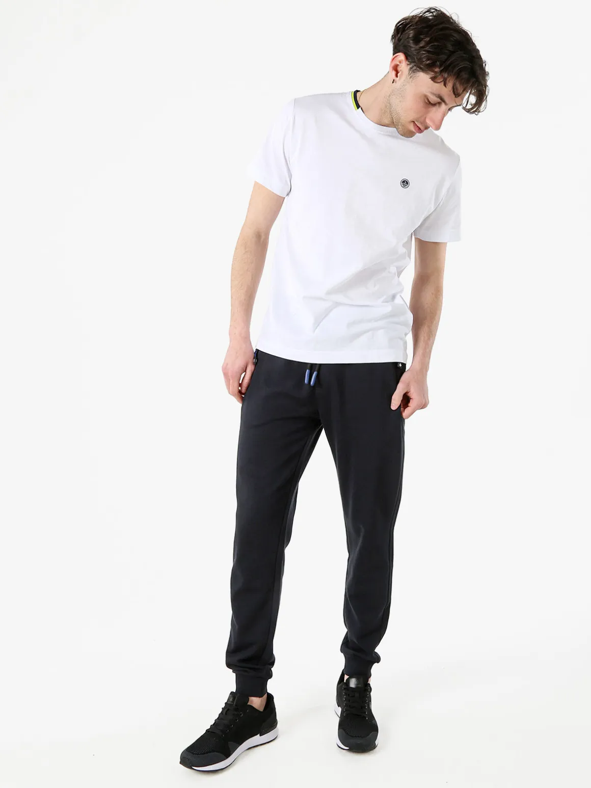 Navy Sail T-shirt da uomo in cotone con logo - bianco