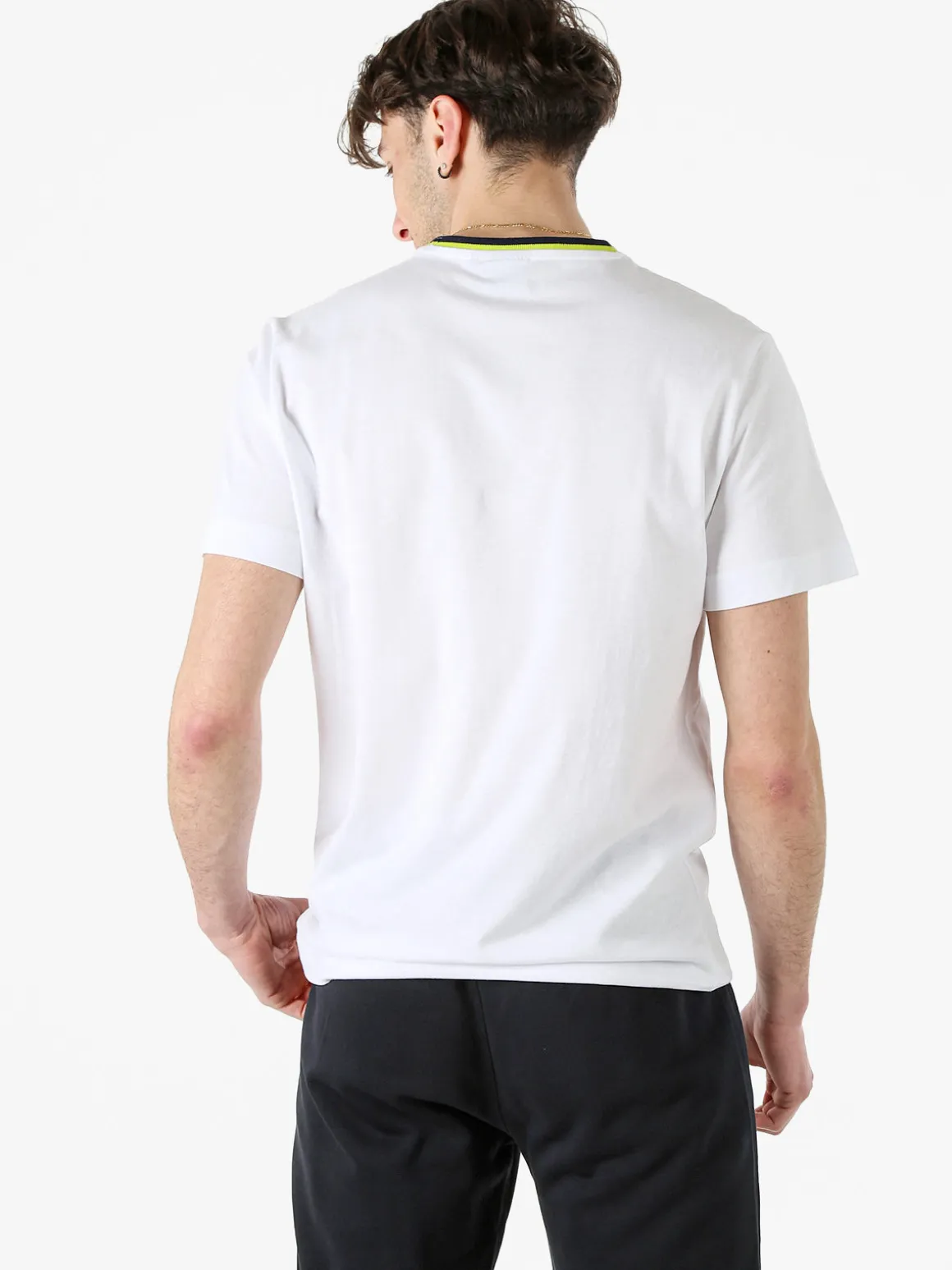 Navy Sail T-shirt da uomo in cotone con logo - bianco