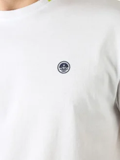 Navy Sail T-shirt da uomo in cotone con logo - bianco