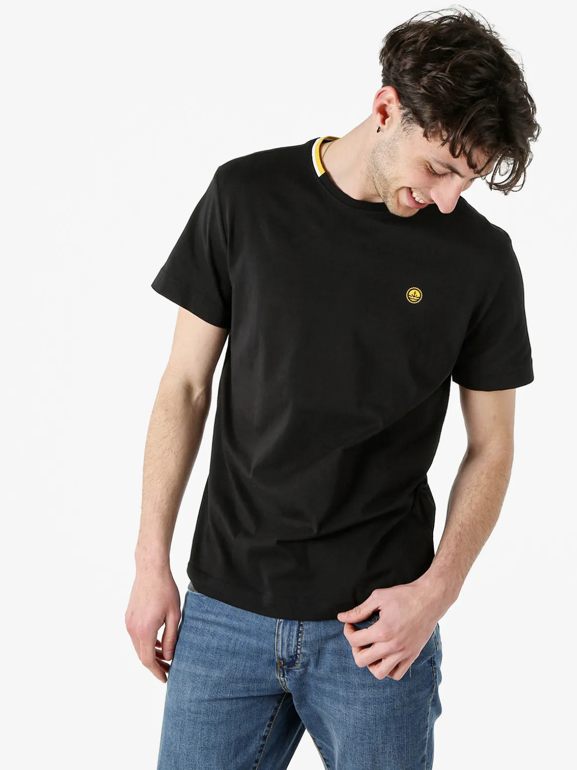 Navy Sail T-shirt da uomo in cotone con logo - nero