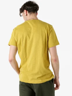 Navy Sail T-shirt da uomo in cotone con bottoni - senape