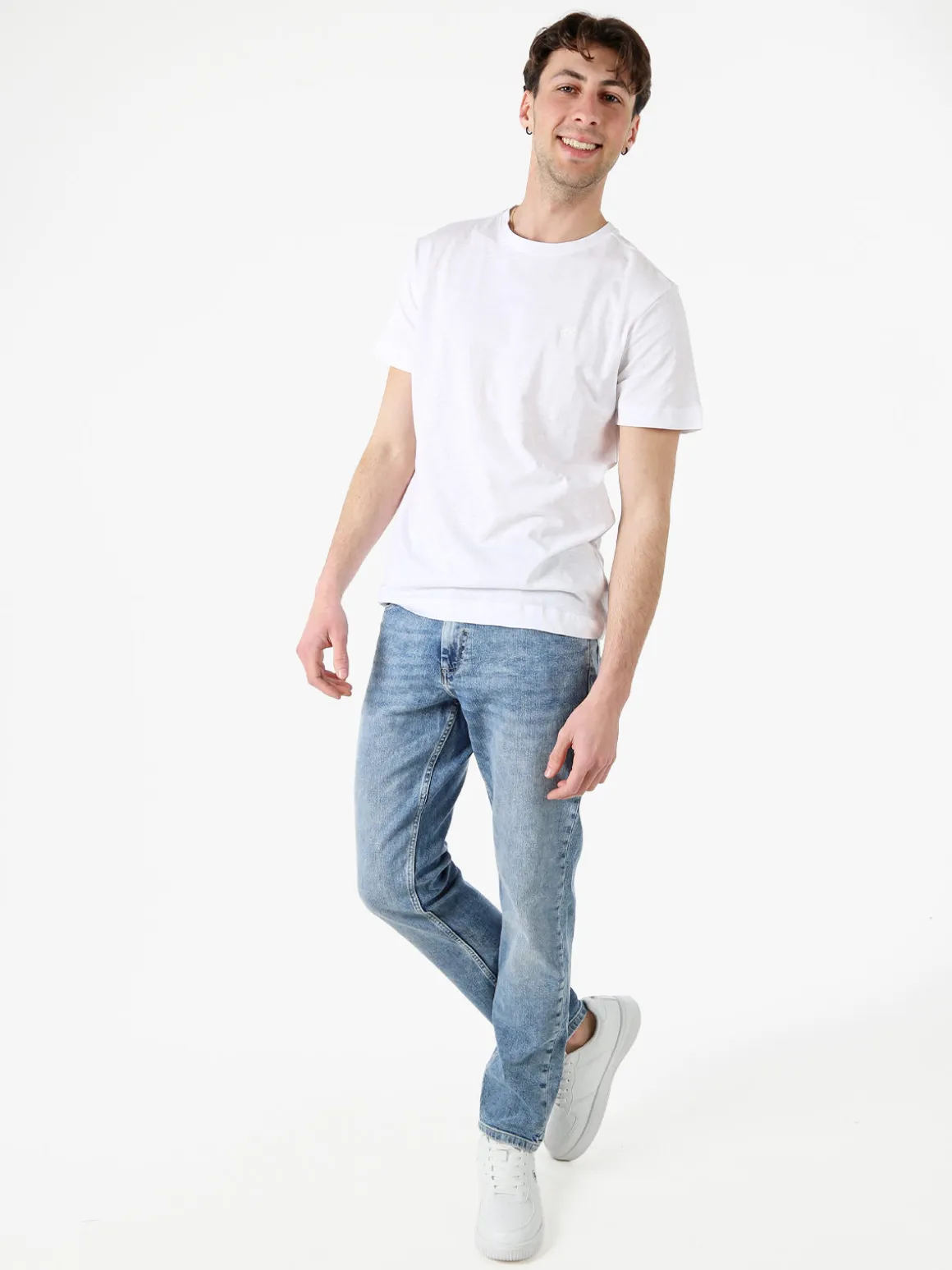 Navy Sail T-shirt da uomo in cotone con logo - bianco