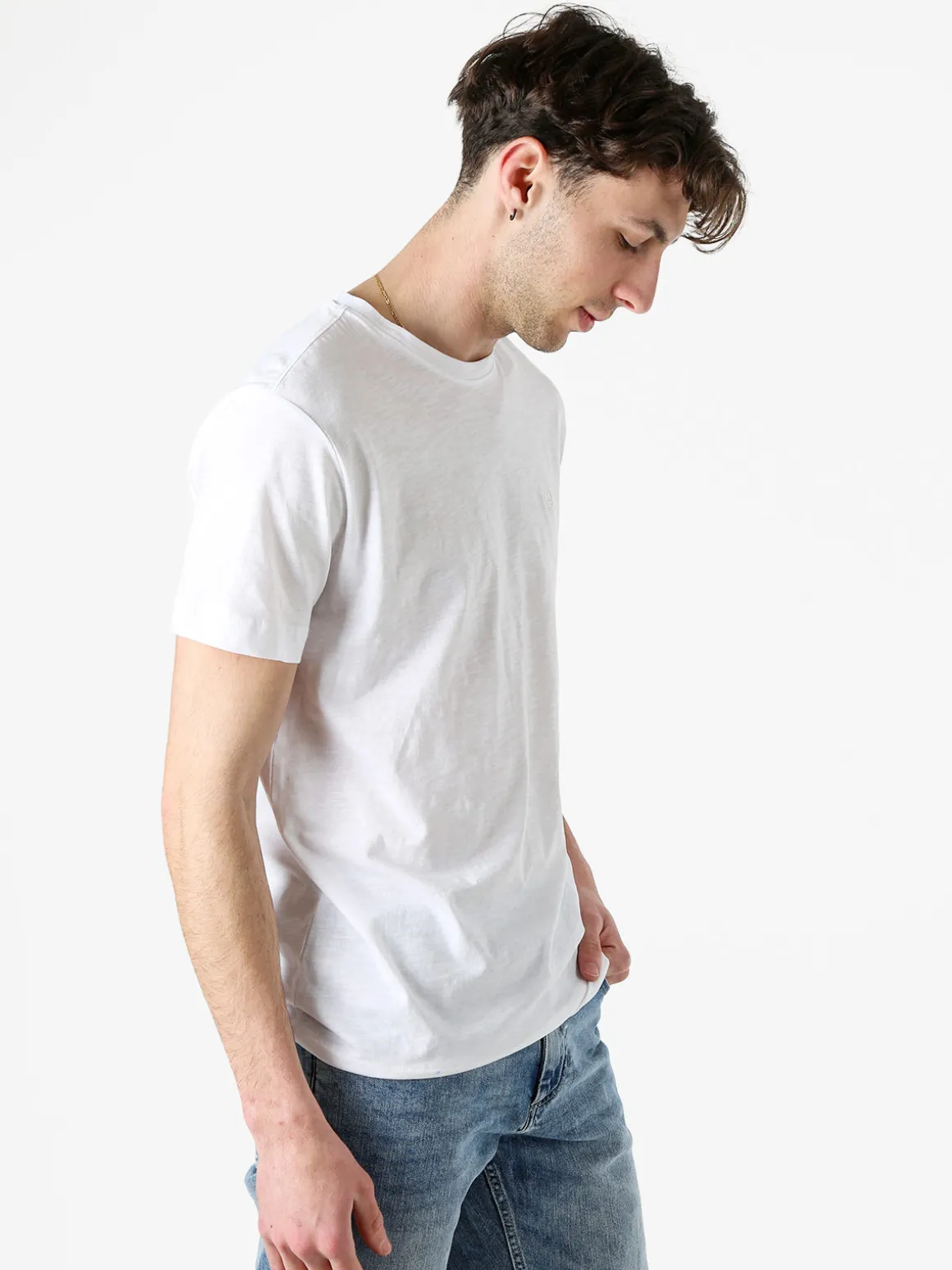 Navy Sail T-shirt da uomo in cotone con logo - bianco