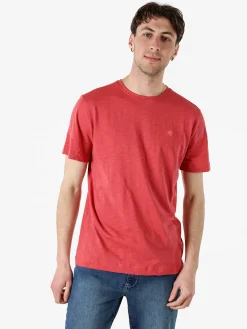 Navy Sail T-shirt da uomo in cotone con logo - corallo